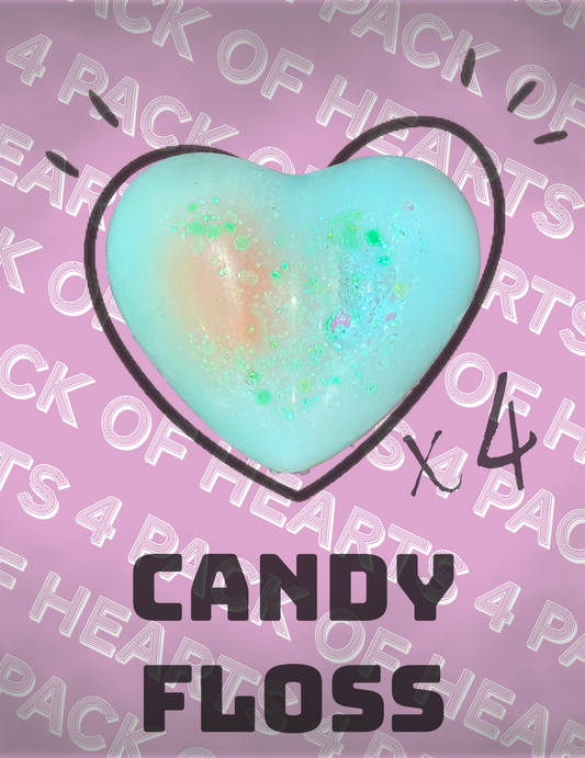 4 Pack of Hearts - Candy Floss
