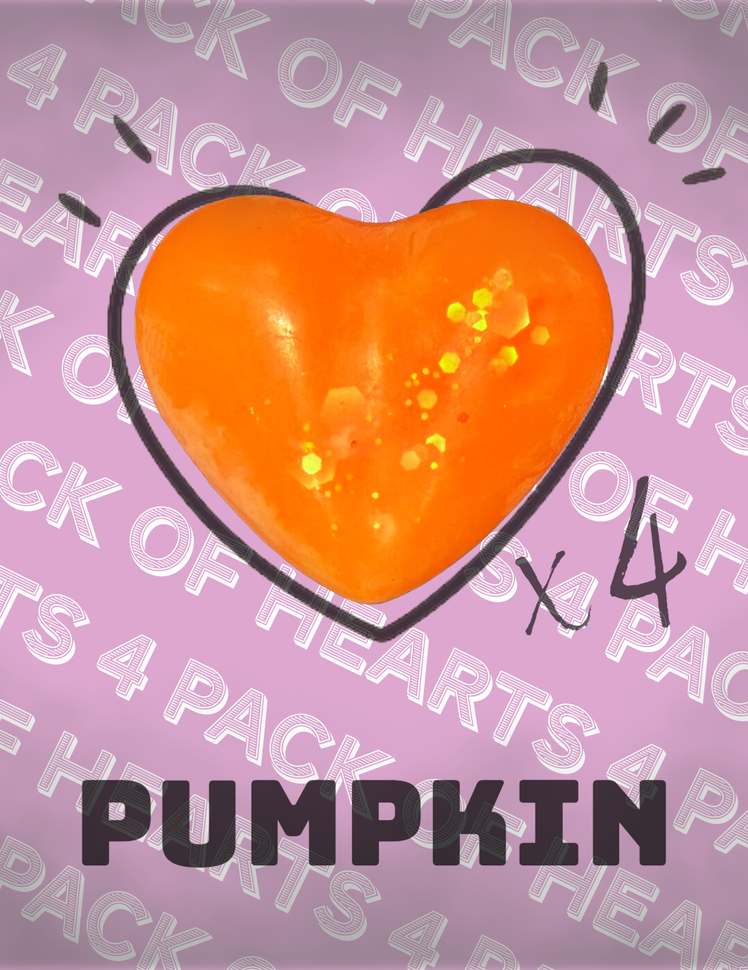 4 Pack of Hearts - Pumpkin