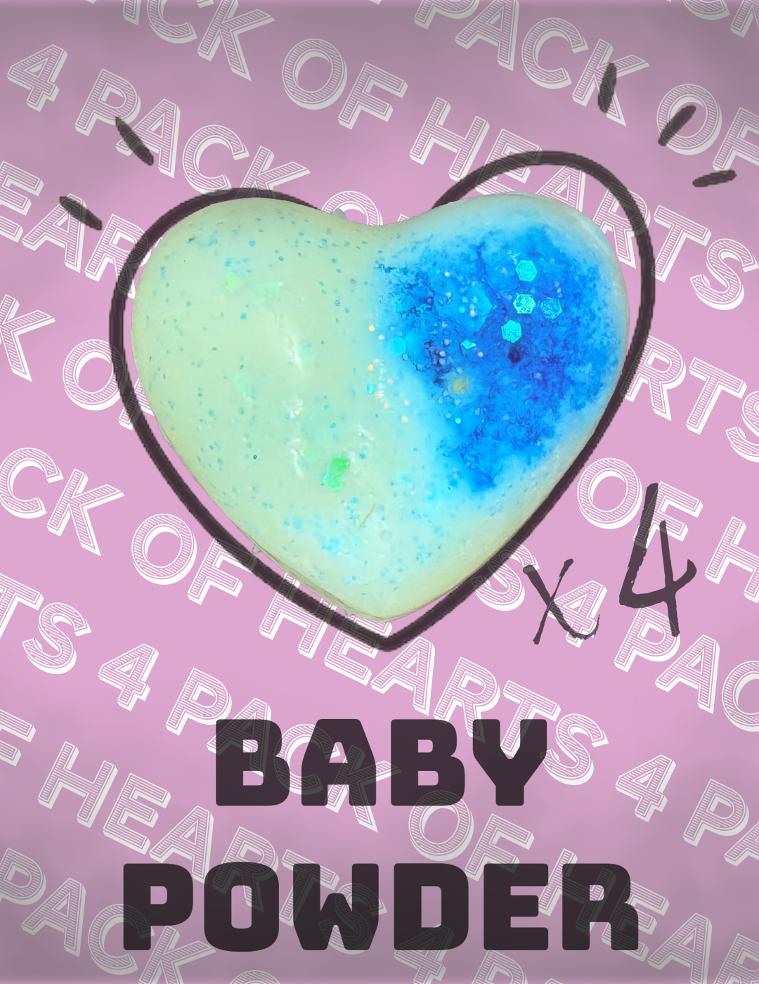 4 Pack of Hearts - Baby Powder